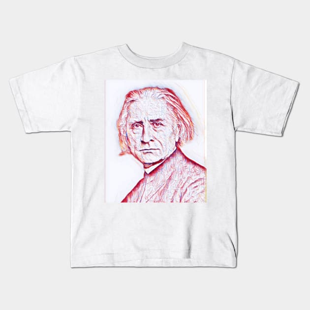 Franz Liszt Portrait | Franz Liszt Artwork | Line Art Kids T-Shirt by JustLit